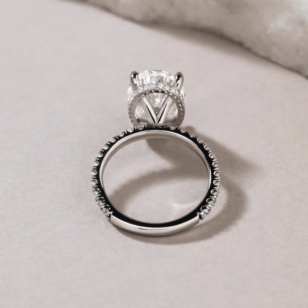Round Halo, Pave & Split Shank Engagement Ring – 1.93 CT Lab Grown Diamond