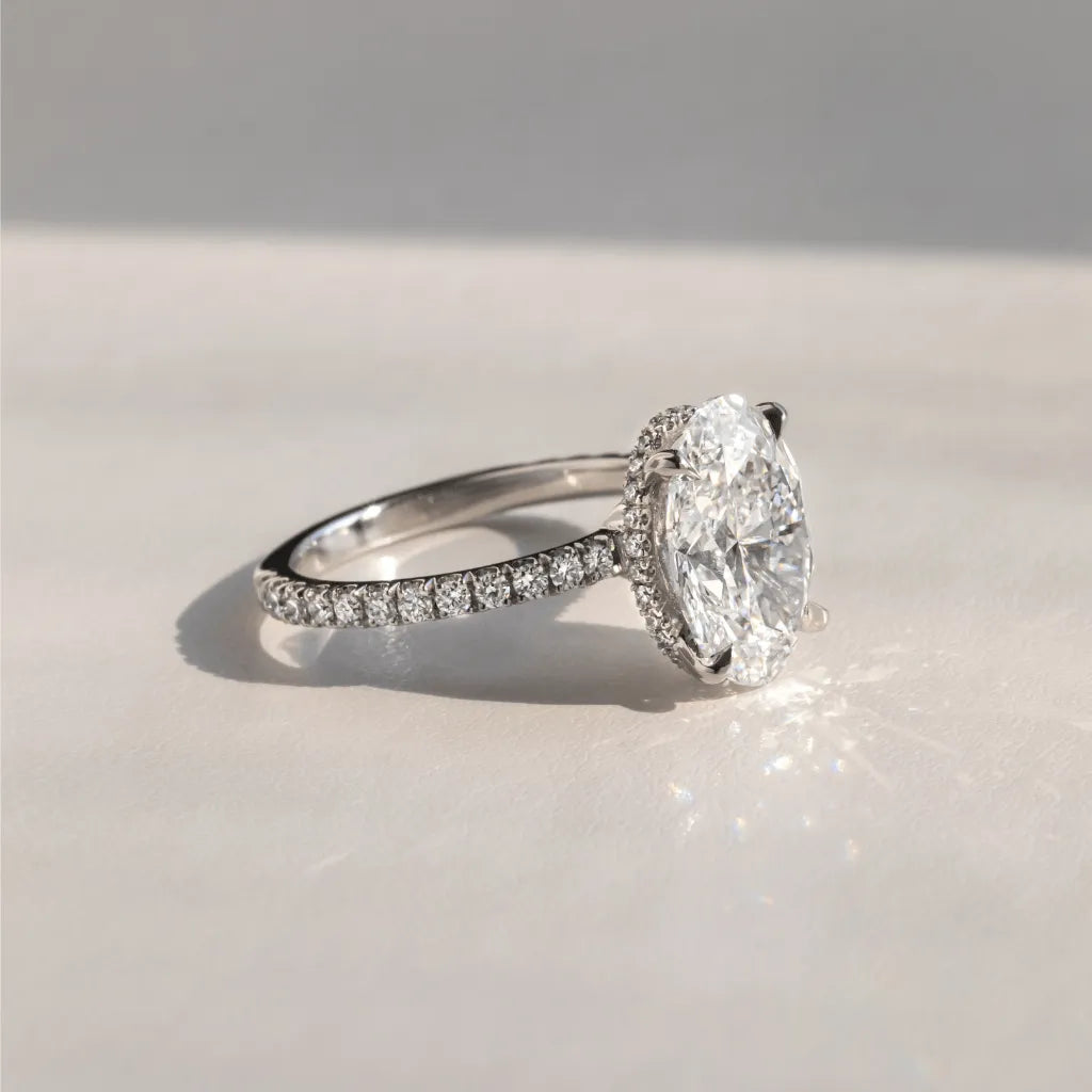 Round Halo, Pave & Split Shank Engagement Ring – 1.93 CT Lab Grown Diamond