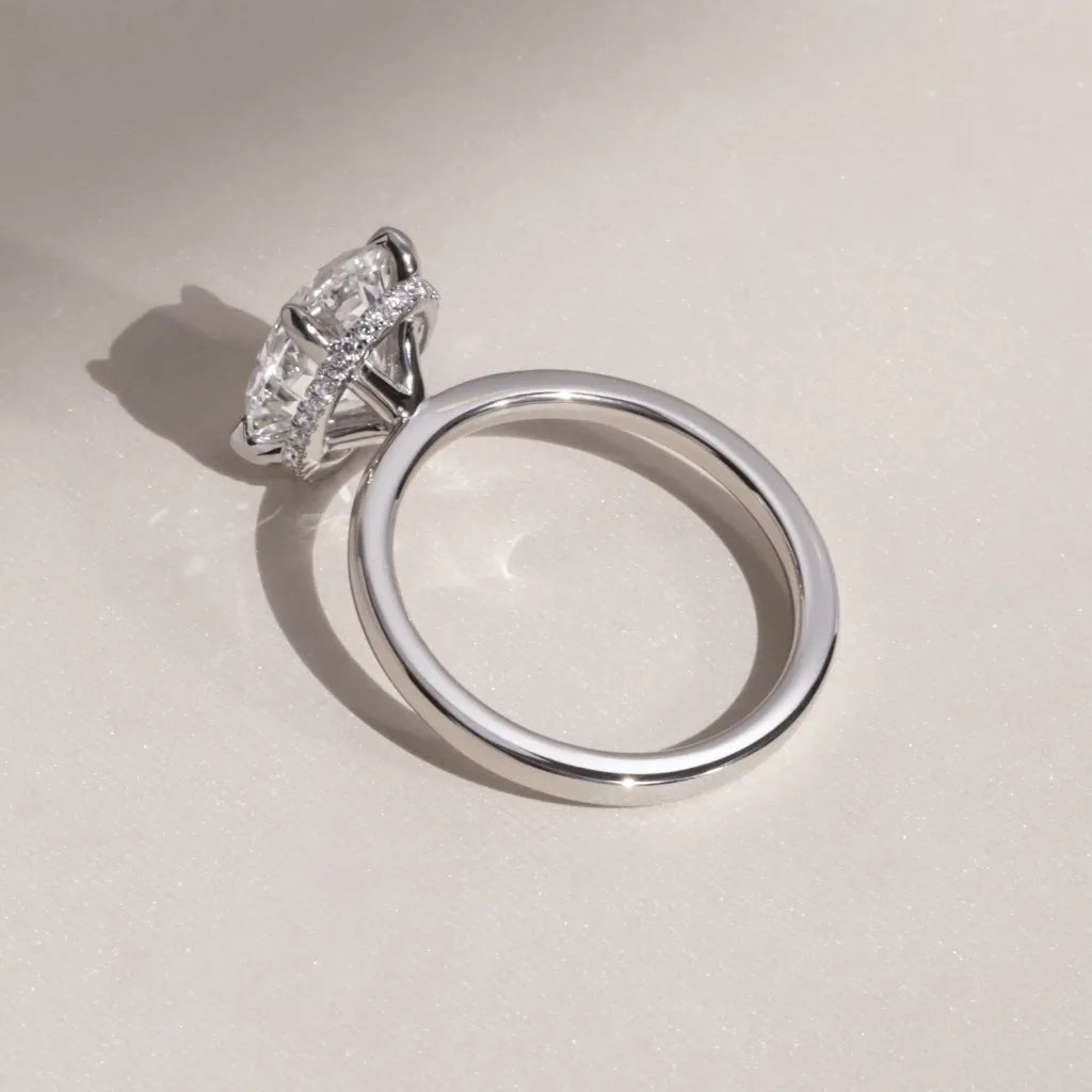 Round Halo, Pave & Split Shank Engagement Ring – 1.93 CT Lab Grown Diamond