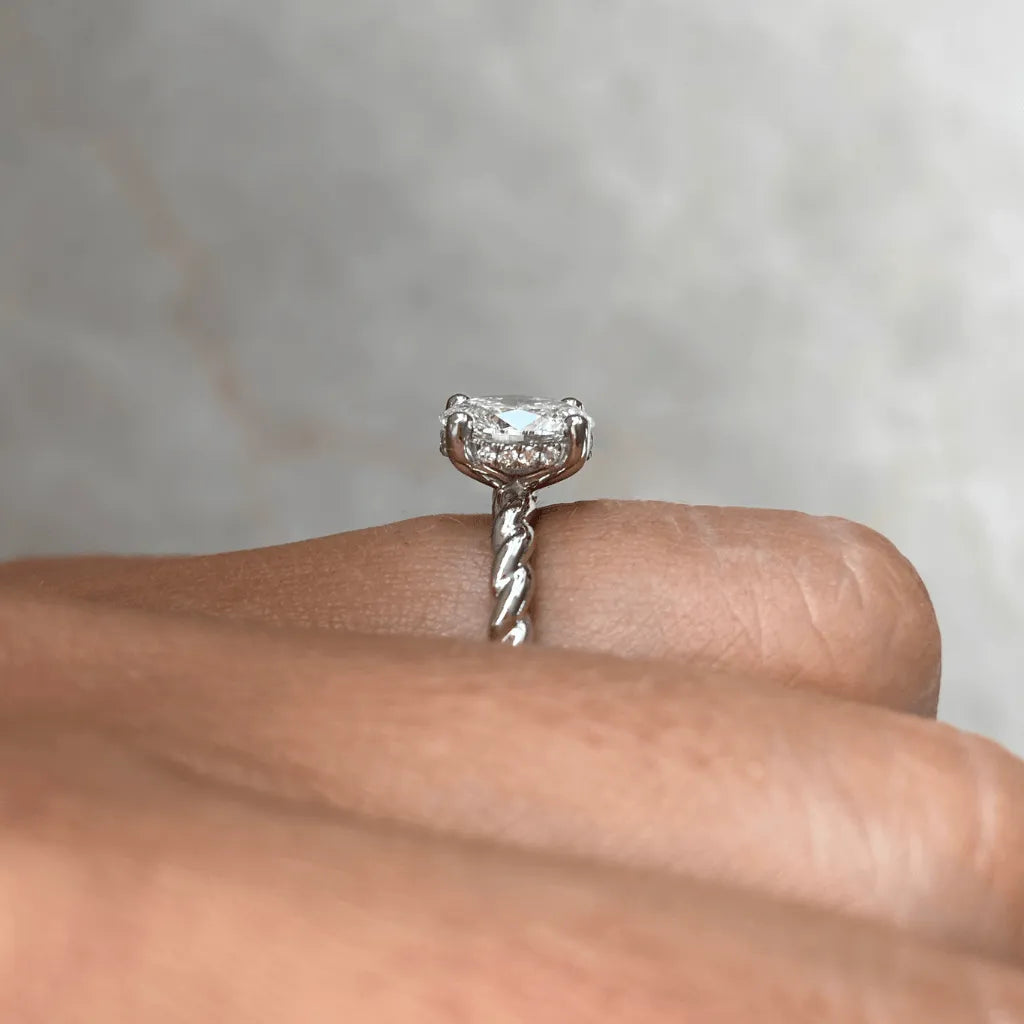 Round Halo, Pave & Split Shank Engagement Ring – 1.93 CT Lab Grown Diamond