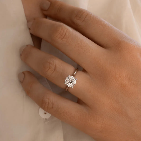 Round Halo, Pave & Split Shank Engagement Ring – 1.93 CT Lab Grown Diamond