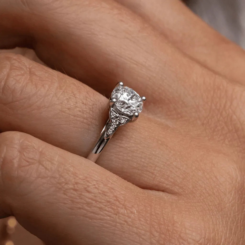 Round Halo, Pave & Split Shank Engagement Ring – 1.93 CT Lab Grown Diamond