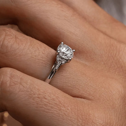 Round Halo, Pave & Split Shank Engagement Ring – 1.93 CT Lab Grown Diamond