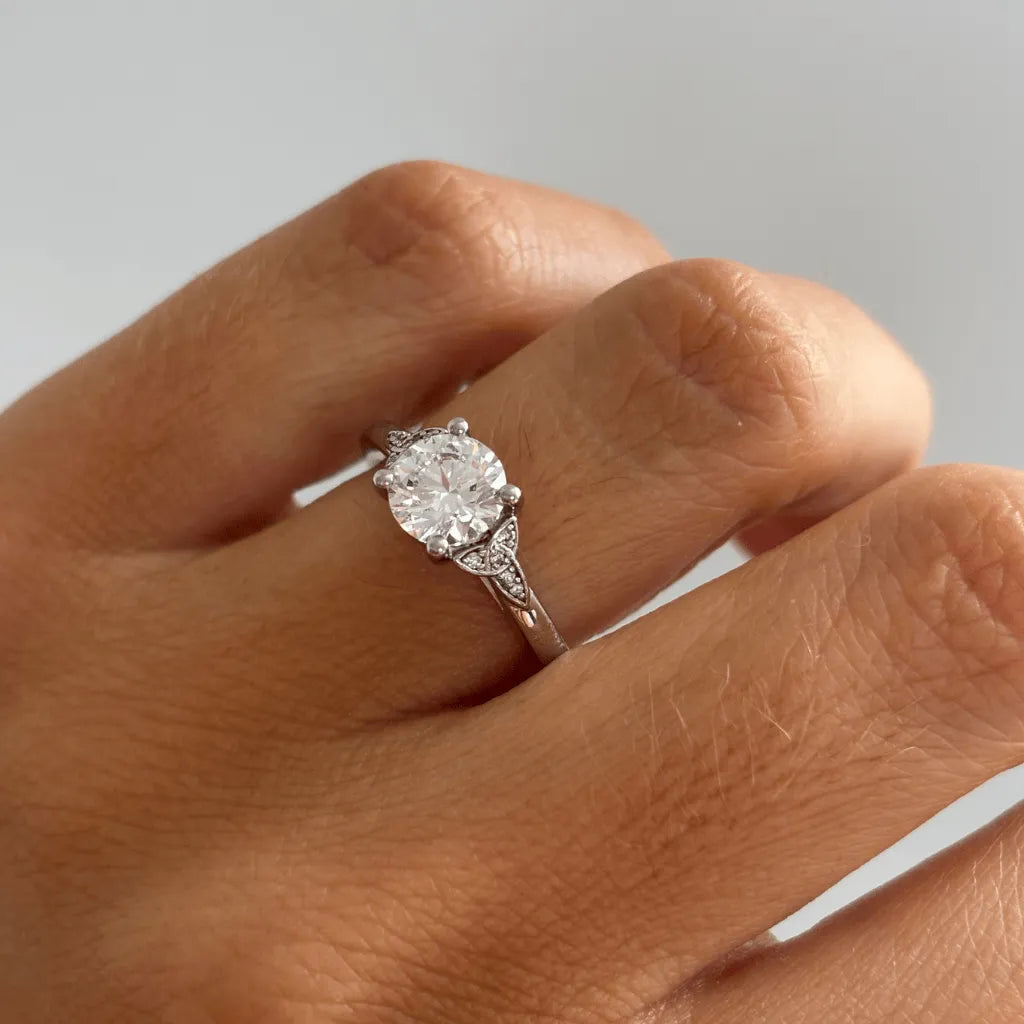 Round Halo, Pave & Split Shank Engagement Ring – 1.93 CT Lab Grown Diamond