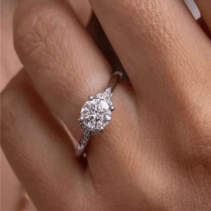 Round Halo, Pave & Split Shank Engagement Ring – 1.93 CT Lab Grown Diamond