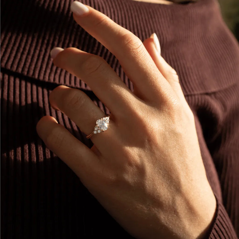Oval Cluster Engagement Ring – 1 CT Lab Grown Diamond