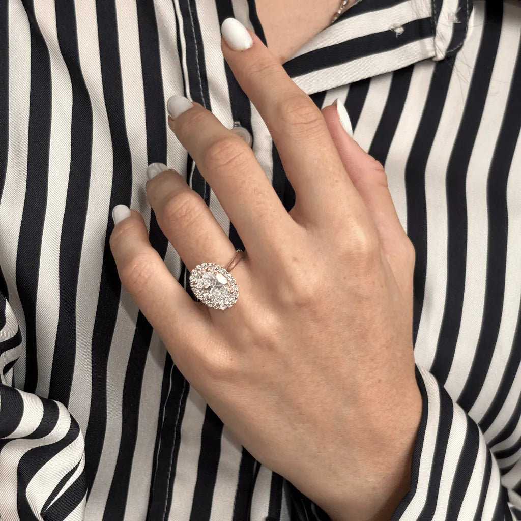 Round Halo, Pave & Split Shank Engagement Ring – 1.93 CT Lab Grown Diamond