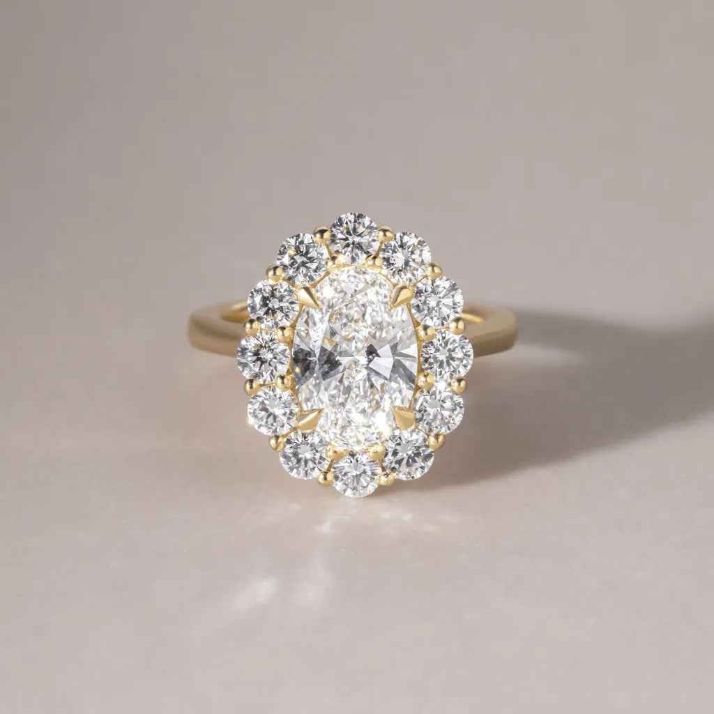 Round Halo, Pave & Split Shank Engagement Ring – 1.93 CT Lab Grown Diamond
