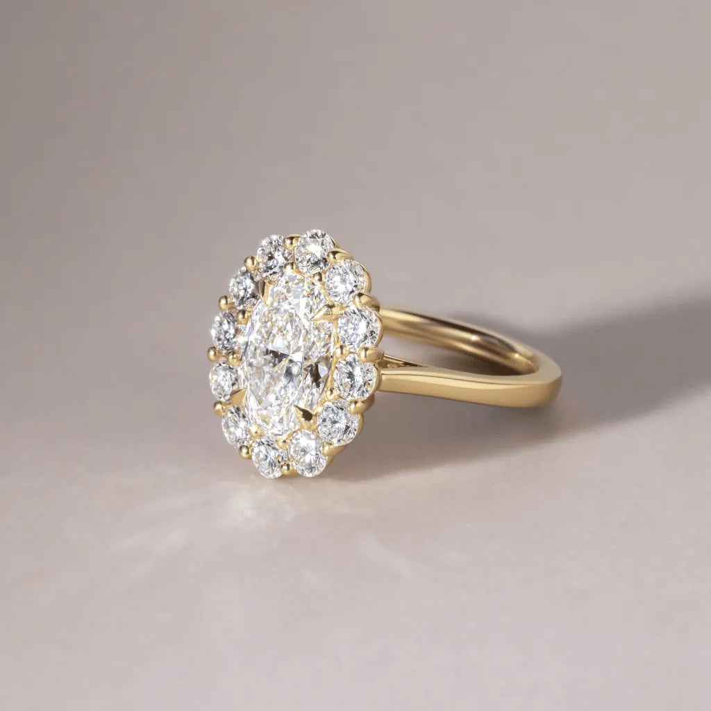 Round Halo, Pave & Split Shank Engagement Ring – 1.93 CT Lab Grown Diamond
