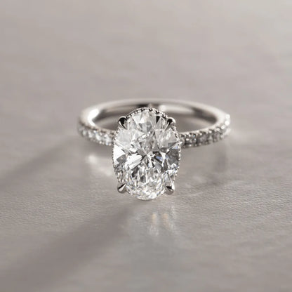 Round Halo, Pave & Split Shank Engagement Ring – 1.93 CT Lab Grown Diamond