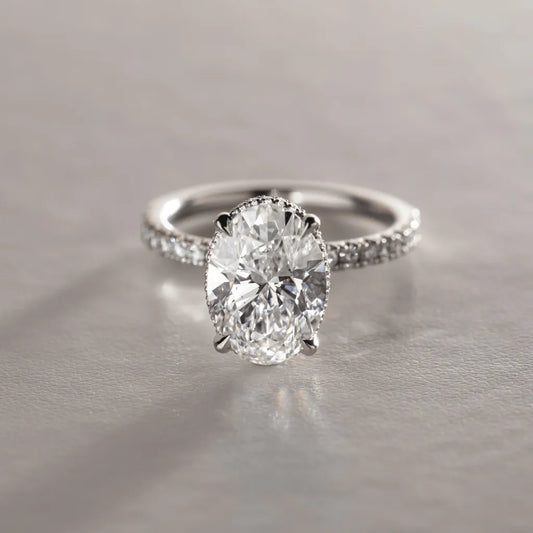 Round Halo, Pave & Split Shank Engagement Ring – 1.93 CT Lab Grown Diamond