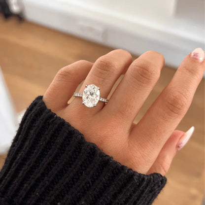 Round Halo, Pave & Split Shank Engagement Ring – 1.93 CT Lab Grown Diamond