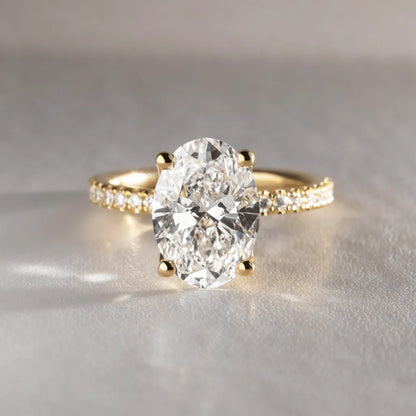Round Halo, Pave & Split Shank Engagement Ring – 1.93 CT Lab Grown Diamond
