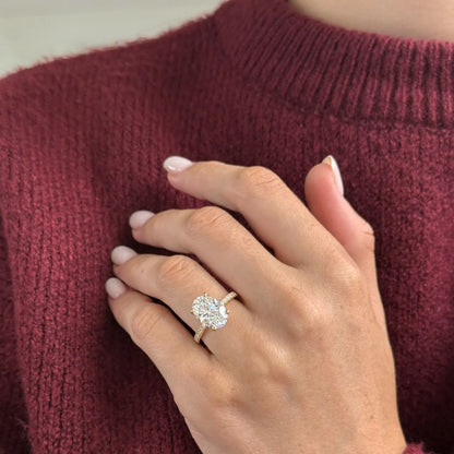 Round Halo, Pave & Split Shank Engagement Ring – 1.93 CT Lab Grown Diamond