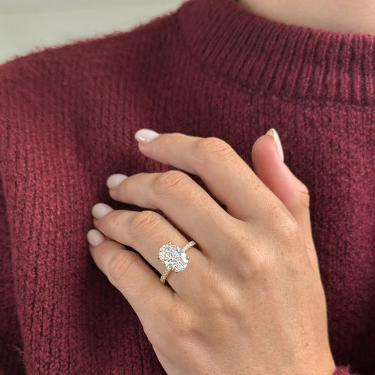 Round Halo, Pave & Split Shank Engagement Ring – 1.93 CT Lab Grown Diamond