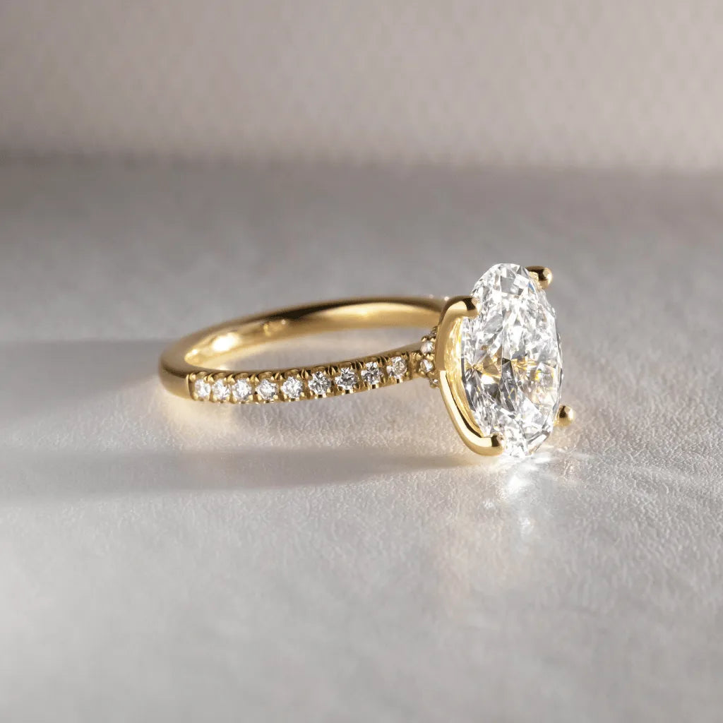 Round Halo, Pave & Split Shank Engagement Ring – 1.93 CT Lab Grown Diamond