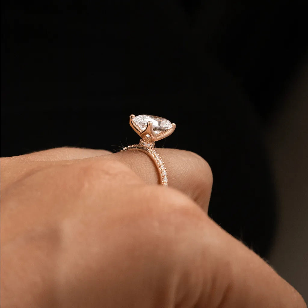 Round Halo, Pave & Split Shank Engagement Ring – 1.93 CT Lab Grown Diamond