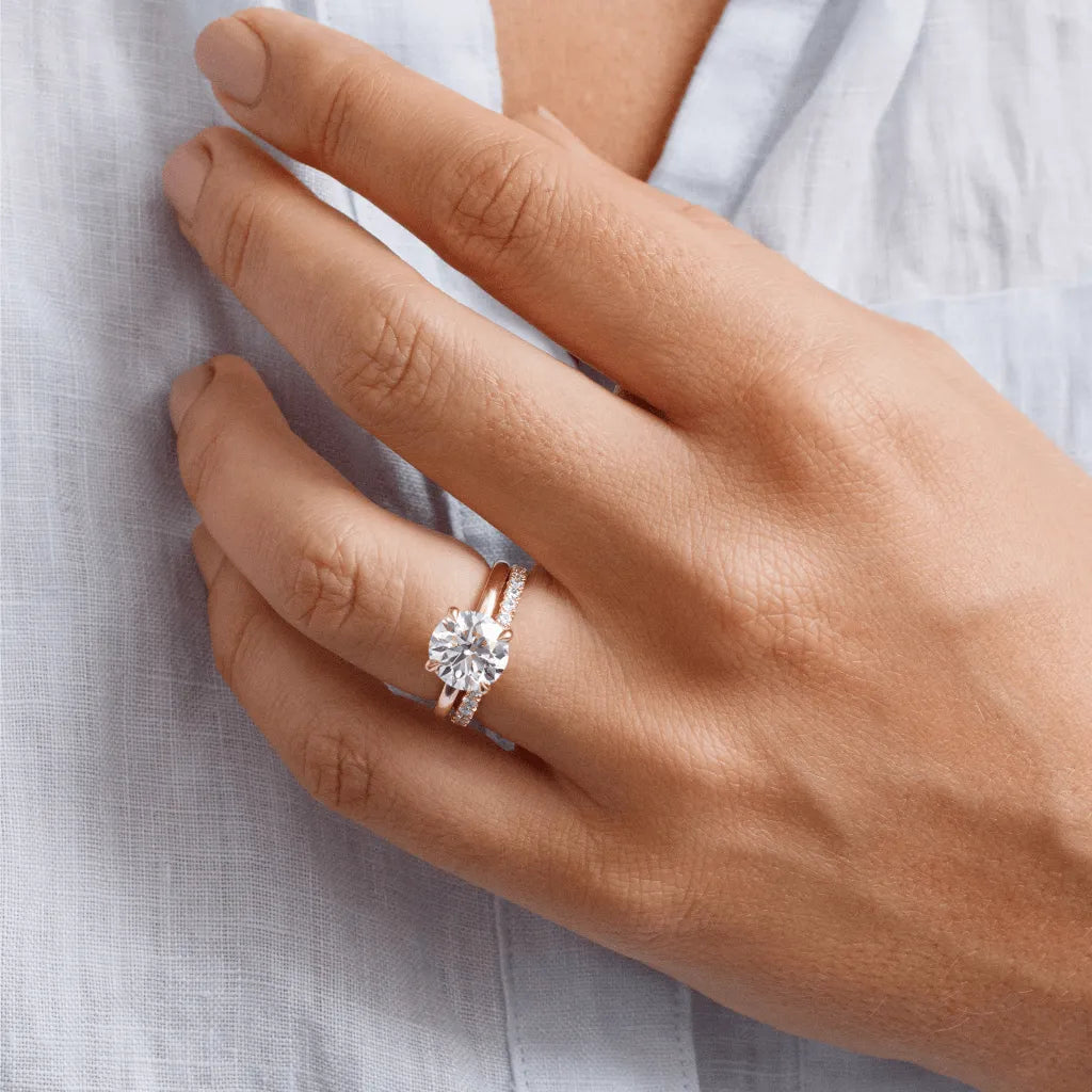 Round Halo, Pave & Split Shank Engagement Ring – 1.93 CT Lab Grown Diamond