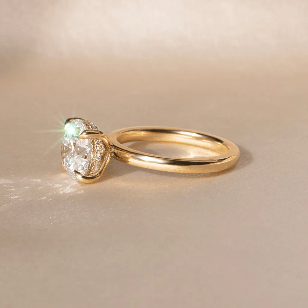 Round Halo, Pave & Split Shank Engagement Ring – 1.93 CT Lab Grown Diamond