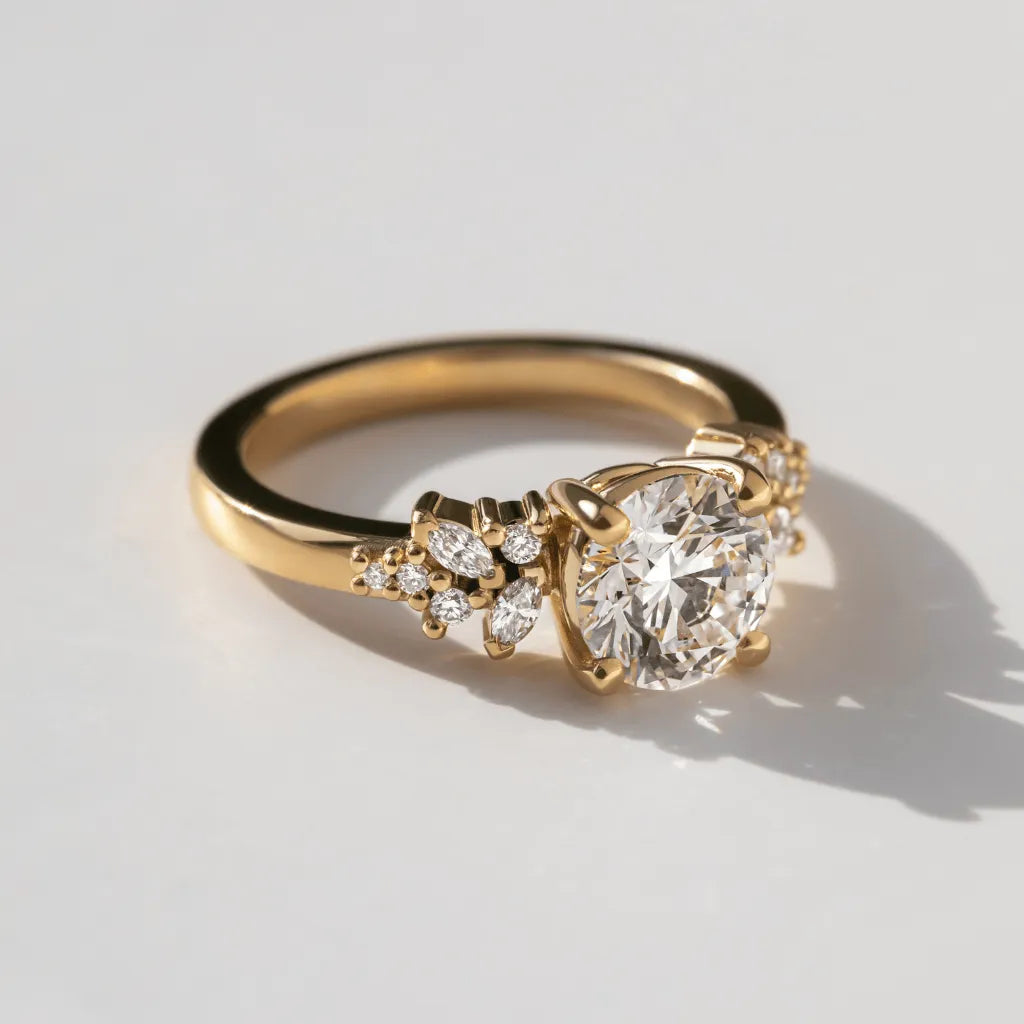 Round Halo, Pave & Split Shank Engagement Ring – 1.93 CT Lab Grown Diamond