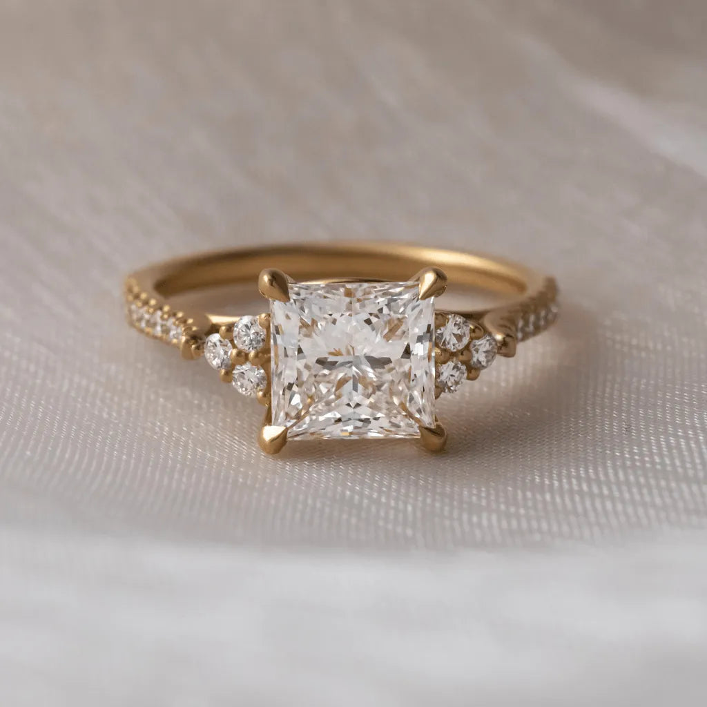 Round Halo, Pave & Split Shank Engagement Ring – 1.93 CT Lab Grown Diamond