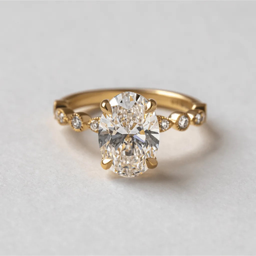 Round Halo, Pave & Split Shank Engagement Ring – 1.93 CT Lab Grown Diamond