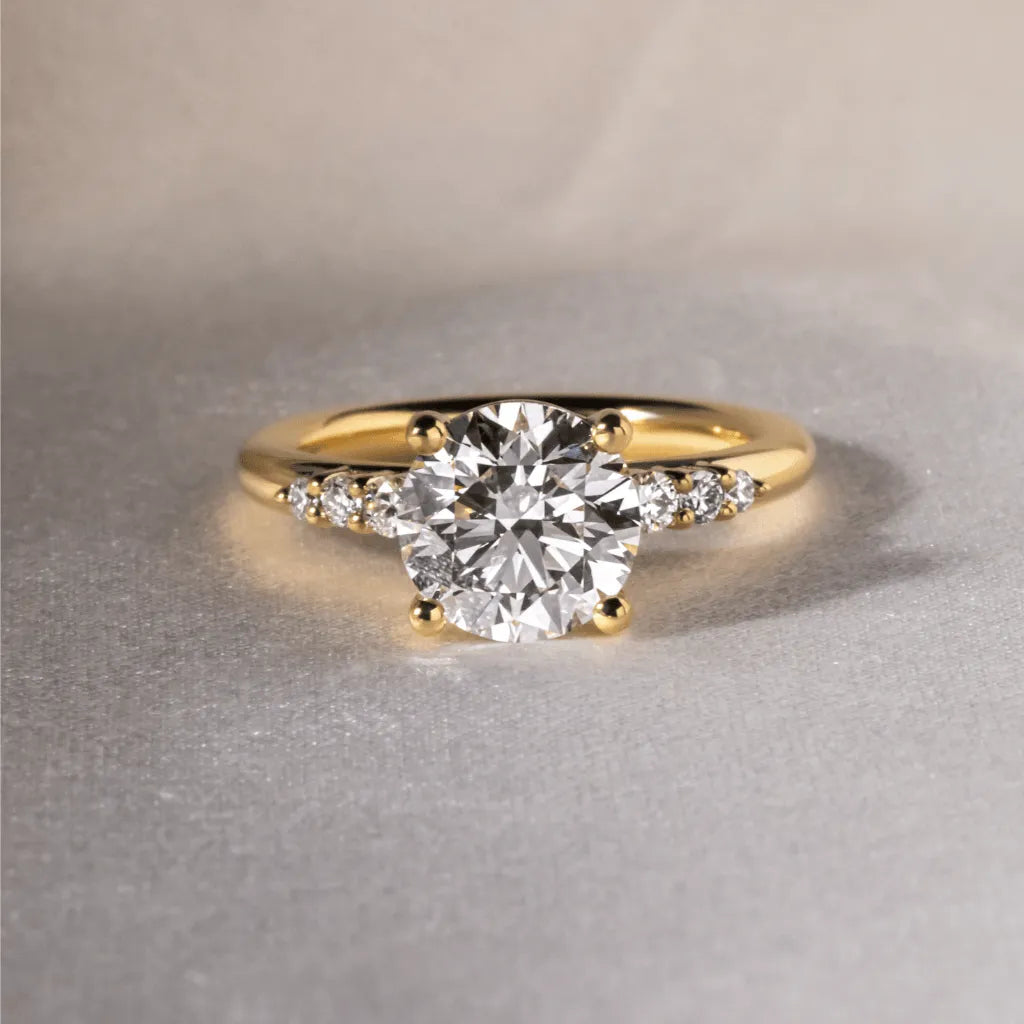 Round Halo, Pave & Split Shank Engagement Ring – 1.93 CT Lab Grown Diamond