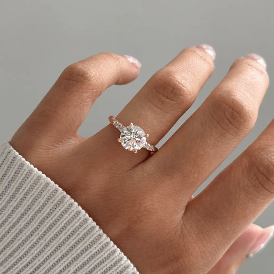 Round Halo, Pave & Split Shank Engagement Ring – 1.93 CT Lab Grown Diamond