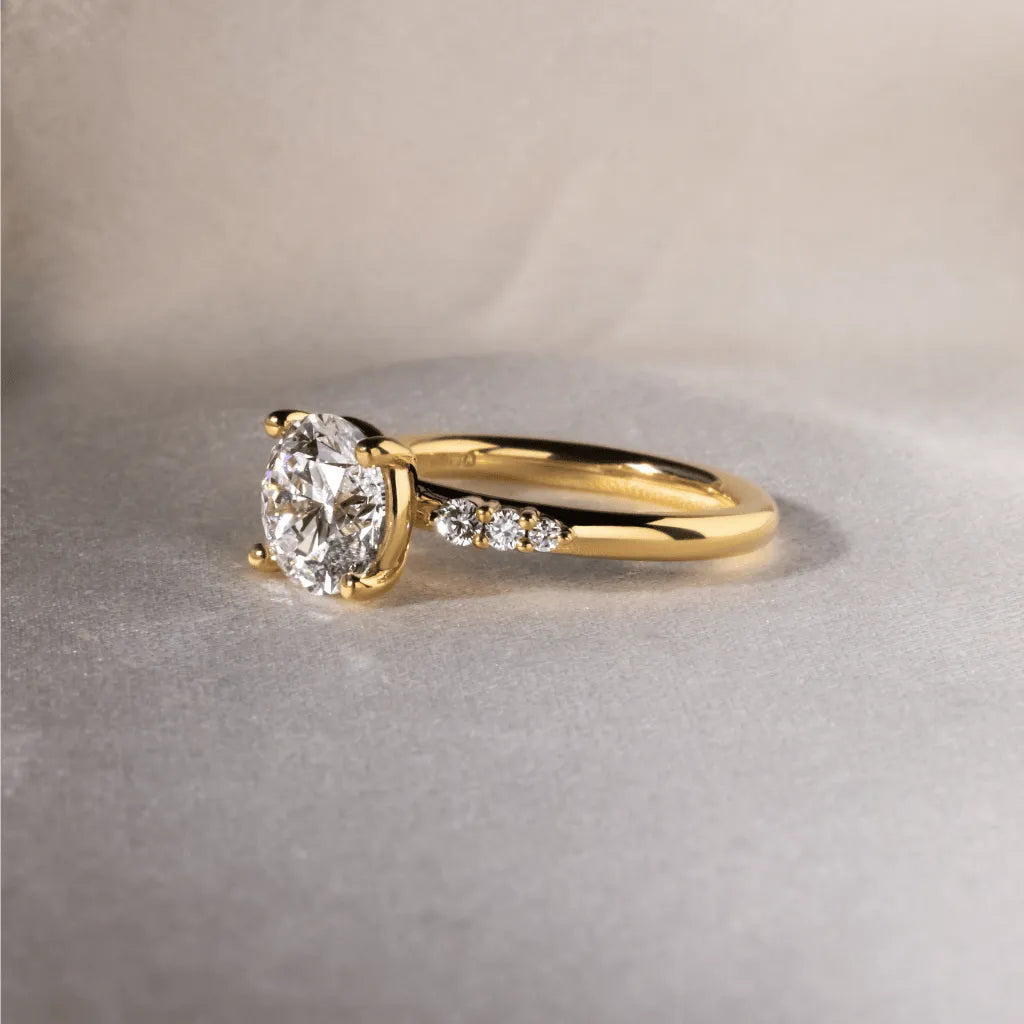 Round Halo, Pave & Split Shank Engagement Ring – 1.93 CT Lab Grown Diamond