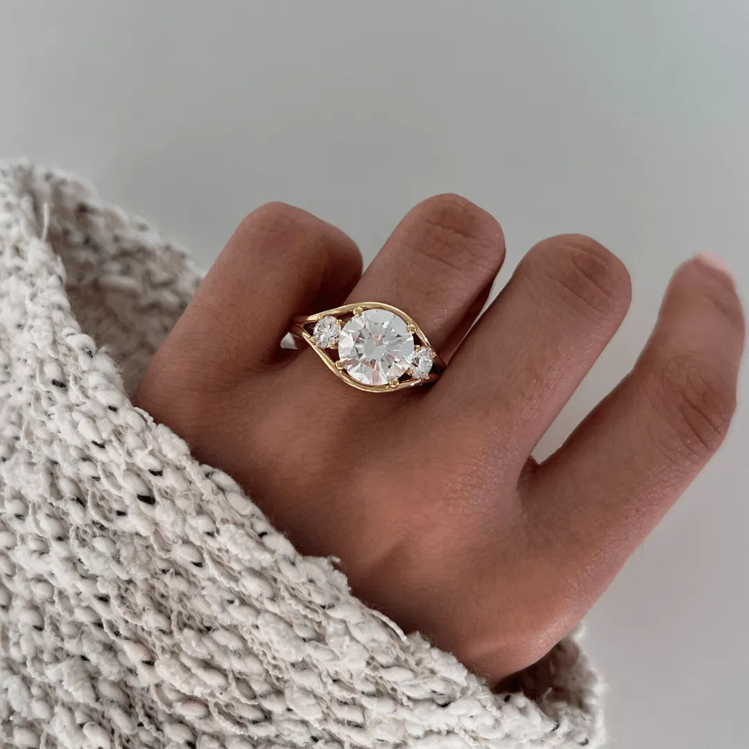 Round Halo, Pave & Split Shank Engagement Ring – 1.93 CT Lab Grown Diamond