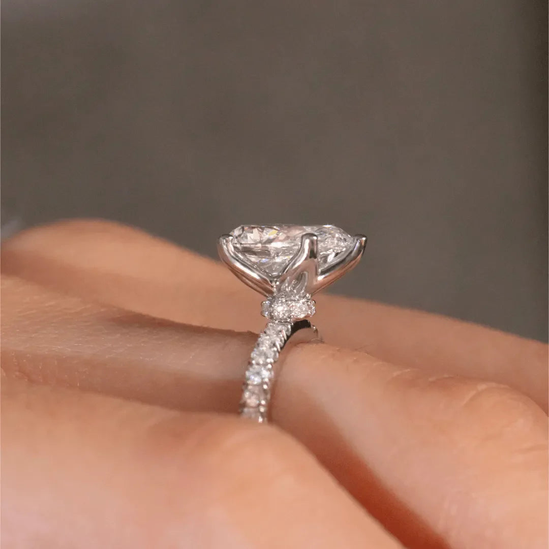 Round Halo, Pave & Split Shank Engagement Ring – 1.93 CT Lab Grown Diamond