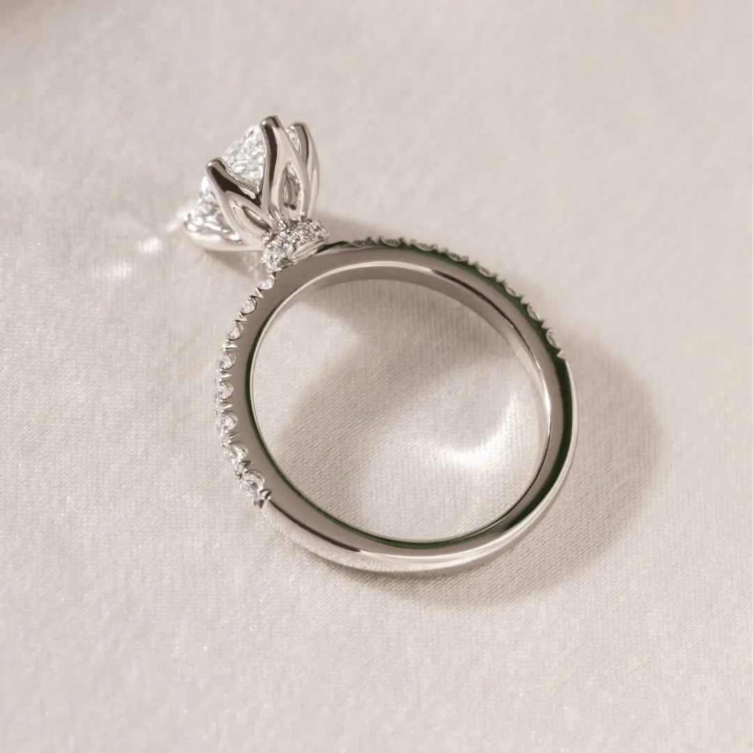 Round Halo, Pave & Split Shank Engagement Ring – 1.93 CT Lab Grown Diamond
