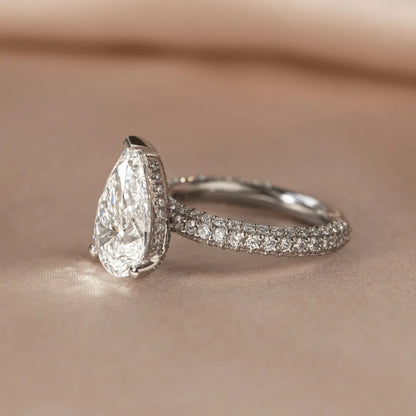 Round Halo, Pave & Split Shank Engagement Ring – 1.93 CT Lab Grown Diamond