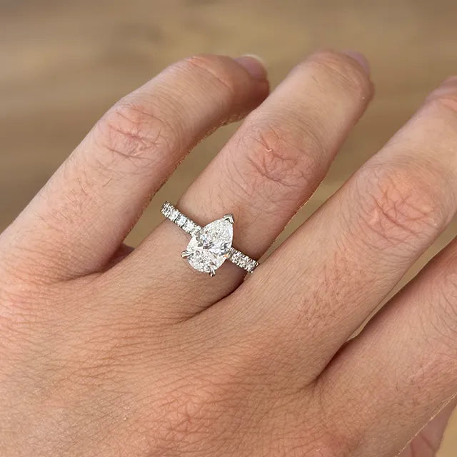 Round Halo, Pave & Split Shank Engagement Ring – 1.93 CT Lab Grown Diamond