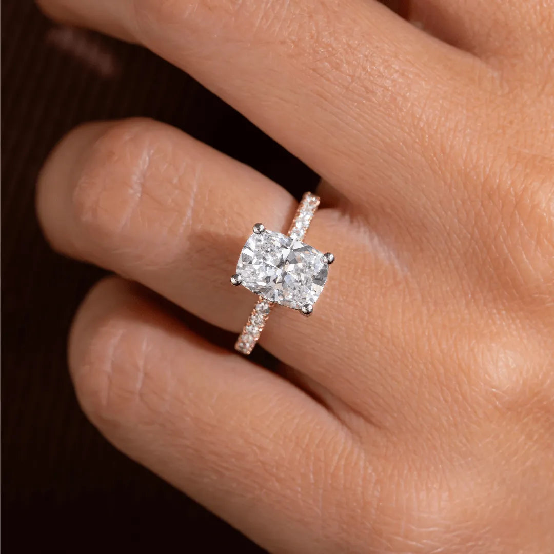 Round Halo, Pave & Split Shank Engagement Ring – 1.93 CT Lab Grown Diamond