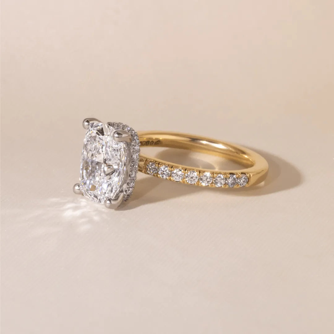 Round Halo, Pave & Split Shank Engagement Ring – 1.93 CT Lab Grown Diamond