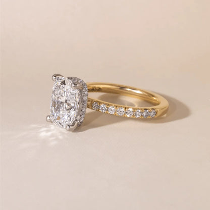Round Halo, Pave & Split Shank Engagement Ring – 1.93 CT Lab Grown Diamond
