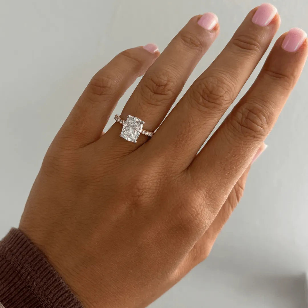 Round Halo, Pave & Split Shank Engagement Ring – 1.93 CT Lab Grown Diamond