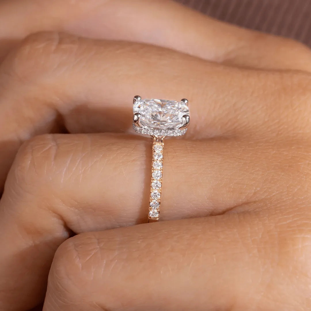 Round Halo, Pave & Split Shank Engagement Ring – 1.93 CT Lab Grown Diamond