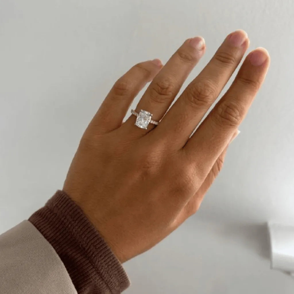 Round Halo, Pave & Split Shank Engagement Ring – 1.93 CT Lab Grown Diamond