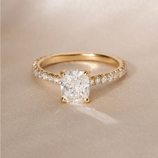 Round Halo, Pave & Split Shank Engagement Ring – 1.93 CT Lab Grown Diamond