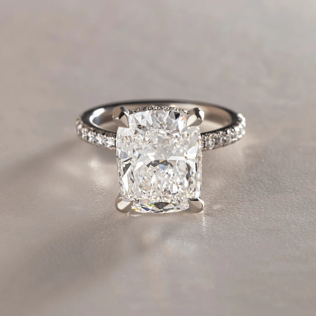 Round Halo, Pave & Split Shank Engagement Ring – 1.93 CT Lab Grown Diamond
