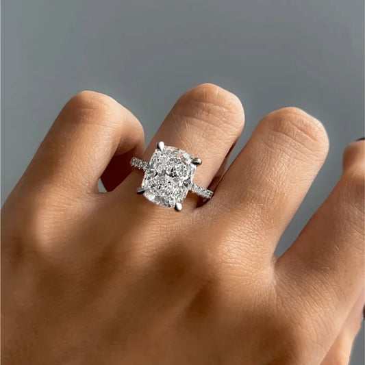Round Halo, Pave & Split Shank Engagement Ring – 1.93 CT Lab Grown Diamond
