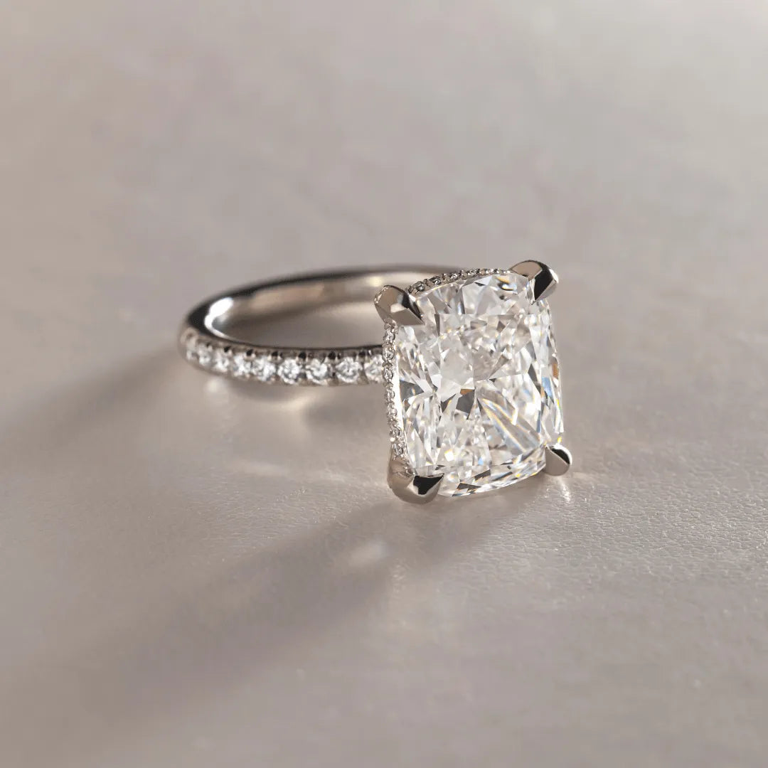 Round Halo, Pave & Split Shank Engagement Ring – 1.93 CT Lab Grown Diamond