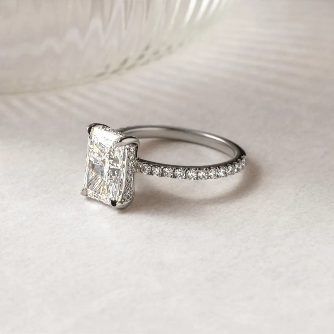 Round Halo, Pave & Split Shank Engagement Ring – 1.93 CT Lab Grown Diamond