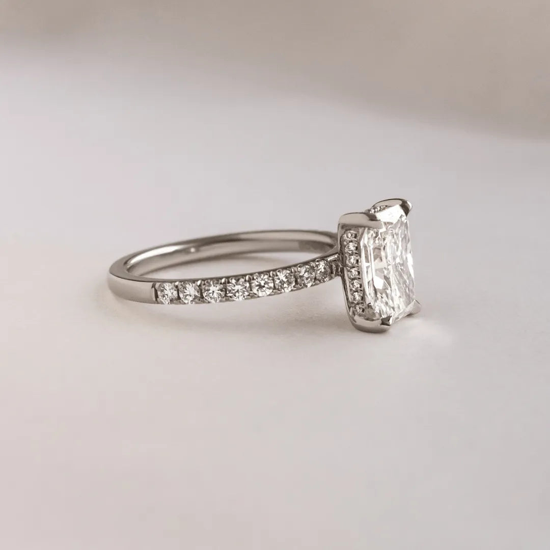 Round Halo, Pave & Split Shank Engagement Ring – 1.93 CT Lab Grown Diamond