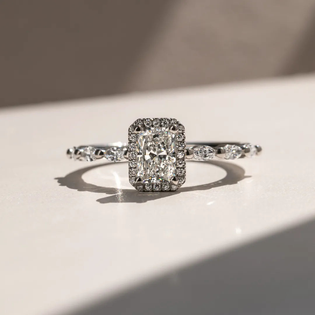 Round Halo, Pave & Split Shank Engagement Ring – 1.93 CT Lab Grown Diamond