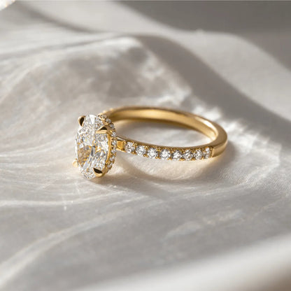 Round Halo, Pave & Split Shank Engagement Ring – 1.93 CT Lab Grown Diamond