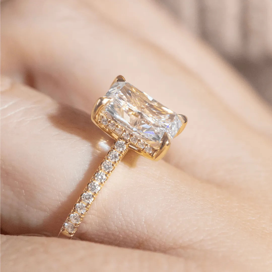 Round Halo, Pave & Split Shank Engagement Ring – 1.93 CT Lab Grown Diamond