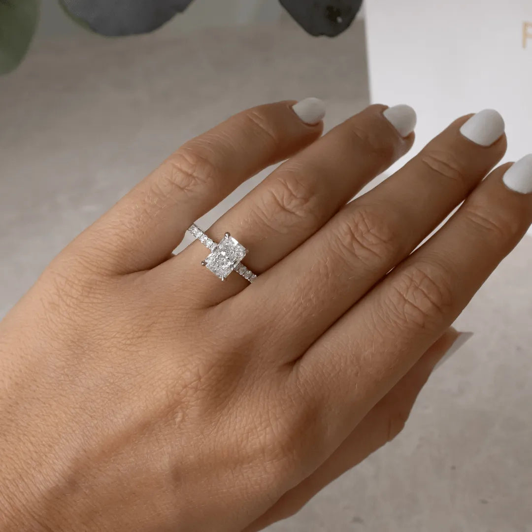 Round Halo, Pave & Split Shank Engagement Ring – 1.93 CT Lab Grown Diamond
